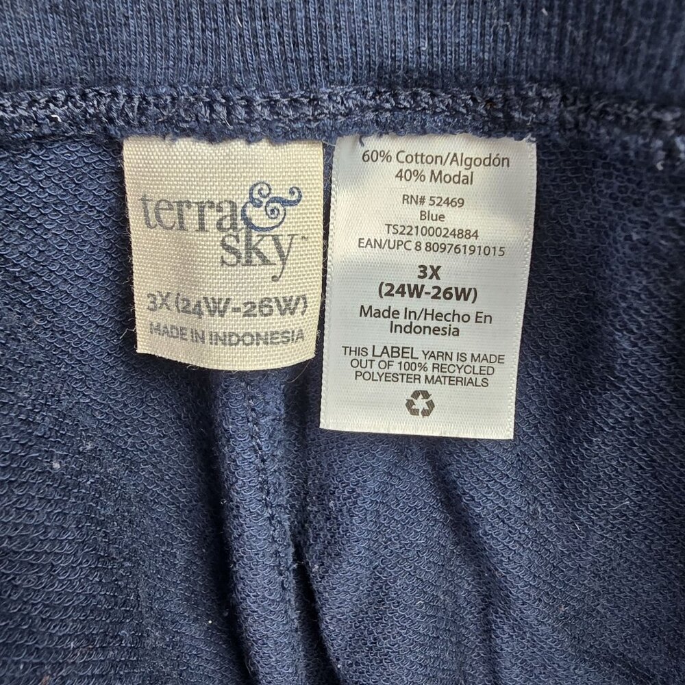 Terra & Sky Womens Shorts Navy Blue Size 3X Relaxed Fit Cotton Modal Blend - Picture 4 of 6
